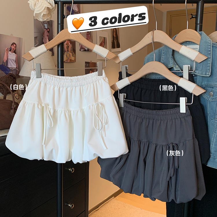 Shipped niche design bow skirt for women with high waist slim A-line puffy flower bud short skirt