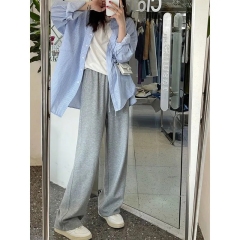 Shipped, draped straight-leg hoodies for female students, high street ins, versatile slim and casual high waist wide-leg trousers