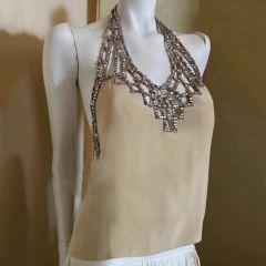 Shipped, ancient rhinestones elegant hollow vest suspender versatile fashion performance trend novel women