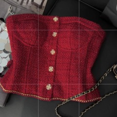 Shipped Straptop for women red braided high-end feeling 1999 autumn slim hot girl vest bra