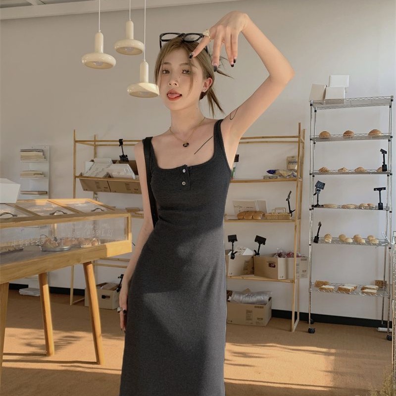 Shipped hot girl long skirt slim dress for women summer temperament waist-hugging and slim hip skirt vest skirt