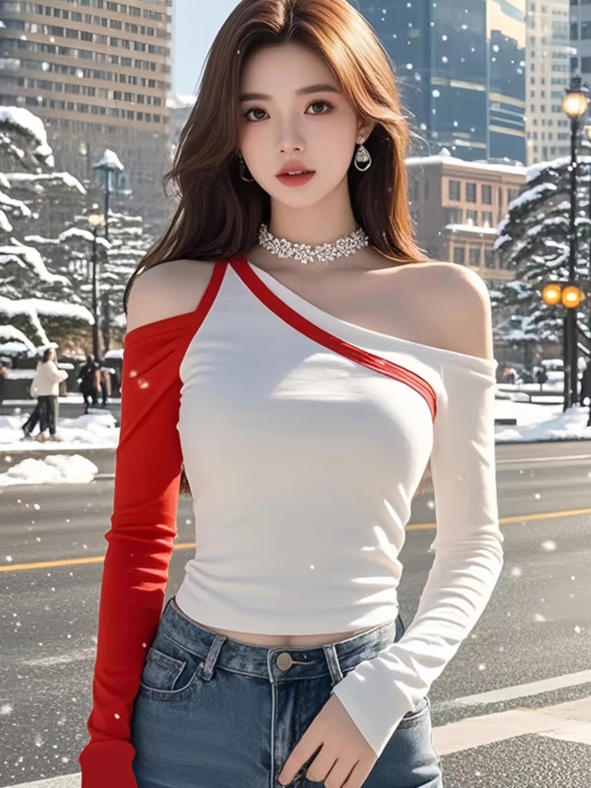Shipped bottoming shirt for women with autumn and winter inner wear, 2025 new T-shirt one-shoulder