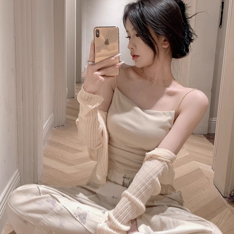 Shipped Sweet long-sleeved knitted cardigan for women for summer thin small shawl loose sunscreen air conditioning blouse