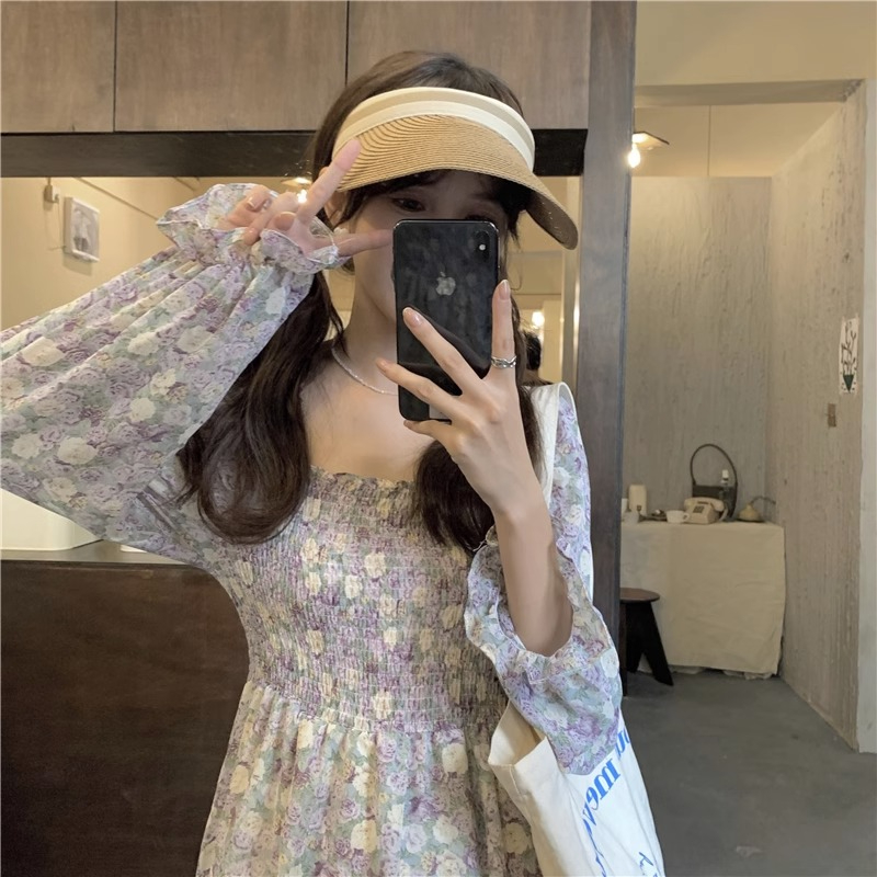 Shipped Spring and Summer Retro Fat French Gentle Style Tea Break Platycodon Floral Long Skirt Women's Spring Slim Skirt