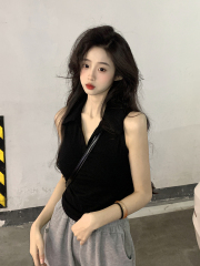 Shipped Pure Cotton 32-pin V-neck Sleeveless Vest T-shirt for Women