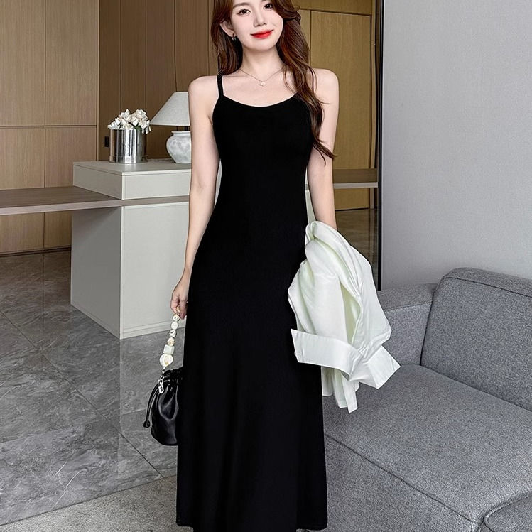 Shipped for women's summer new style for waist-hugging and slimming inside with over-knee long French simple A-line skirt
