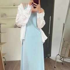 Has shipped Korean style suspender skirt for women with sleeveless commuting belly covering simple loose casual dress