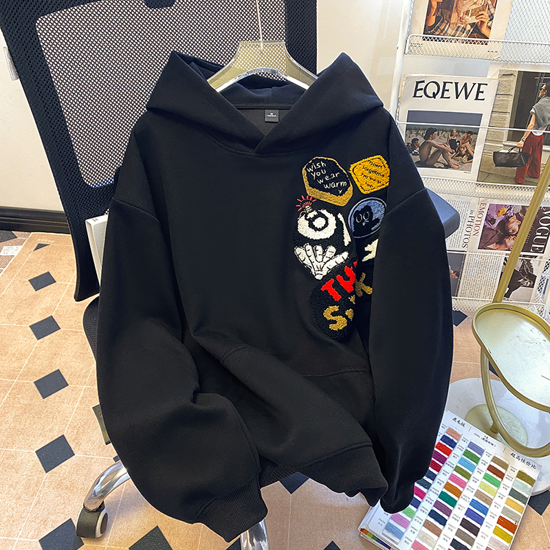 Real photo pure cotton Hua cotton composite milk silk sweatshirt for women's thin 2025 early spring new hooded long-sleeved T-shirt top