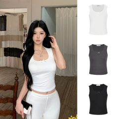 Real shot - hot girl bow small suspender vest women's summer lace slim fit outside and inside top