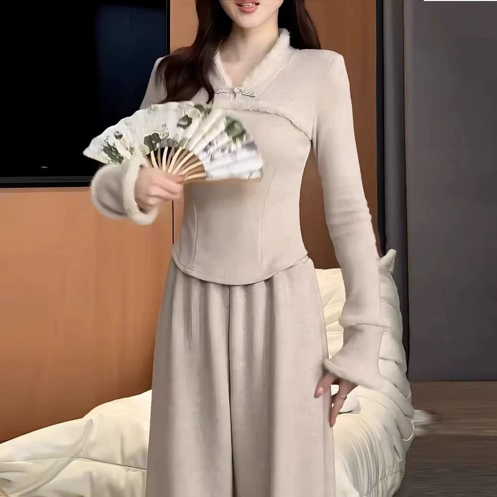 Shipped cashmere new Chinese stand-up collar design base shirt