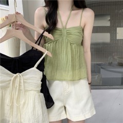 Has shipped pure desire style neck halter vest for women in summer wear hot girl sweet temperament short sexy breathable