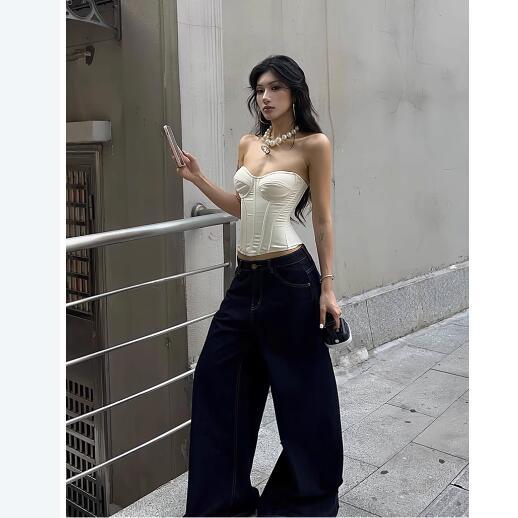 Shipped Sexy fish bone tube top women's summer design niche slim slim fit top
