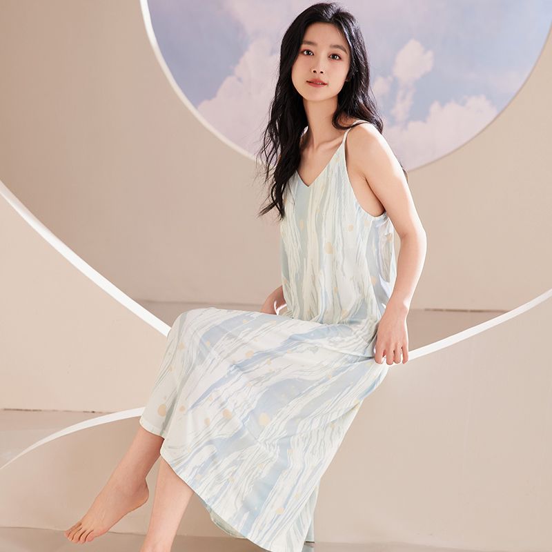 Summer ice thread thread with chest pad pure sexy suspender nightgown for women's home clothes