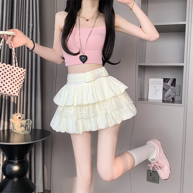 2025 spring and summer sweet French lace hot girl skirt women A-line slim pleated cake skirt short skirt