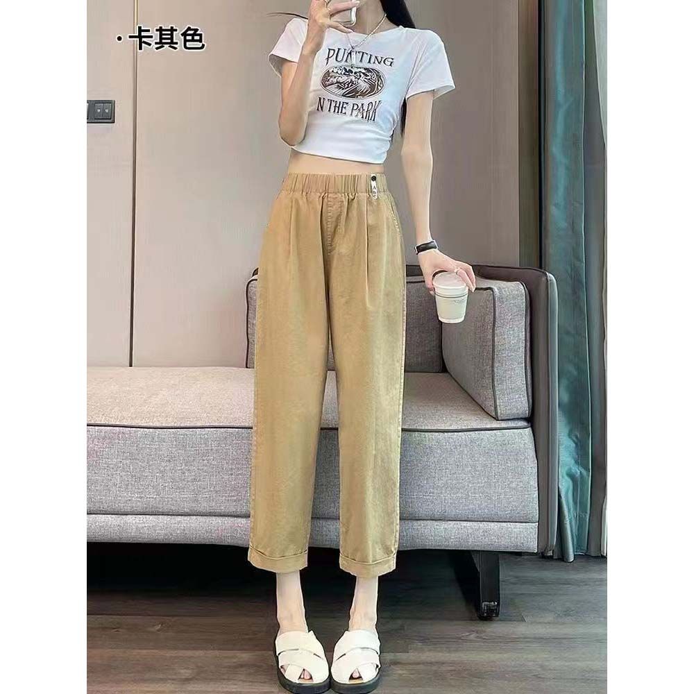 Pink Cotton-Feeling Ice Silk Women's Summer New Loose Quick-Dry Harlon Nine-Inch Turnip Harlon Pants
