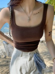 I-shaped base suspender vest for women in summer 2025 new inner bra with chest pad bra integrated beautiful back short top