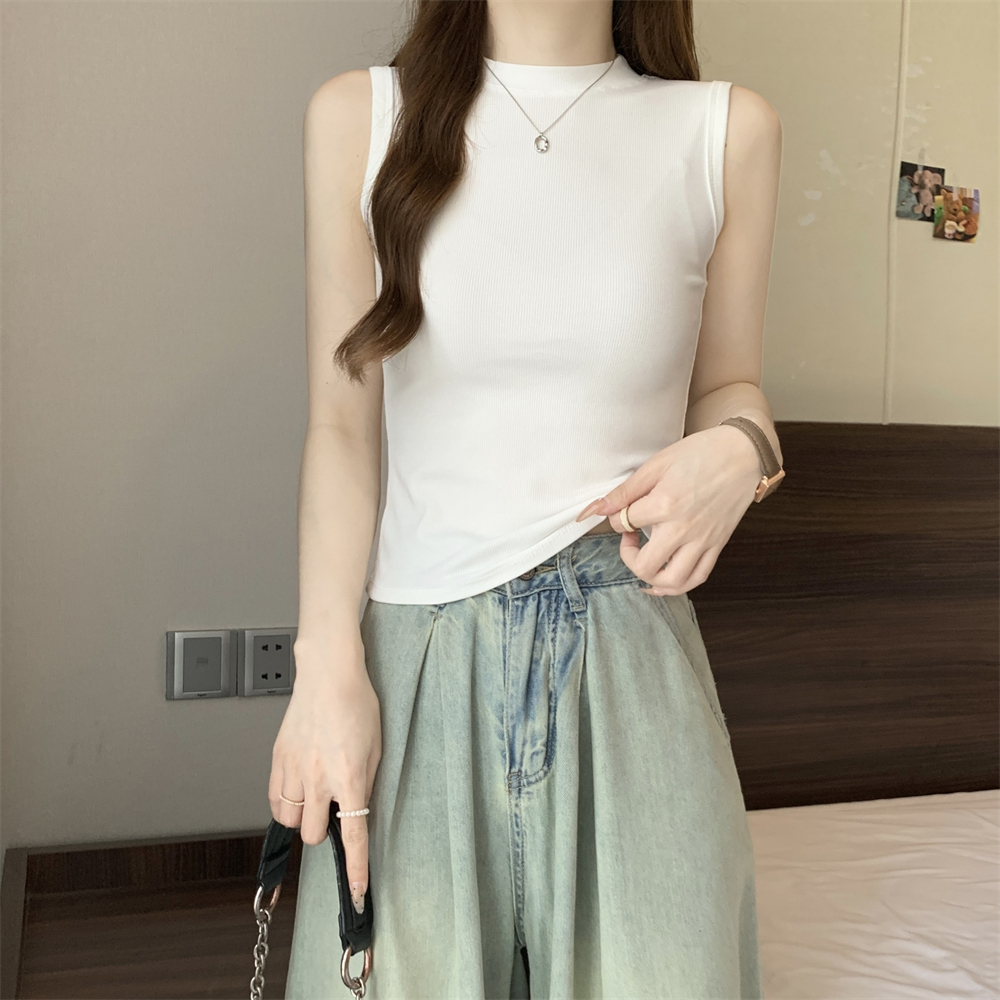 Real photo 40 pure cotton 210g 92 cotton/8 spandex sleeveless T-shirt women's vest top