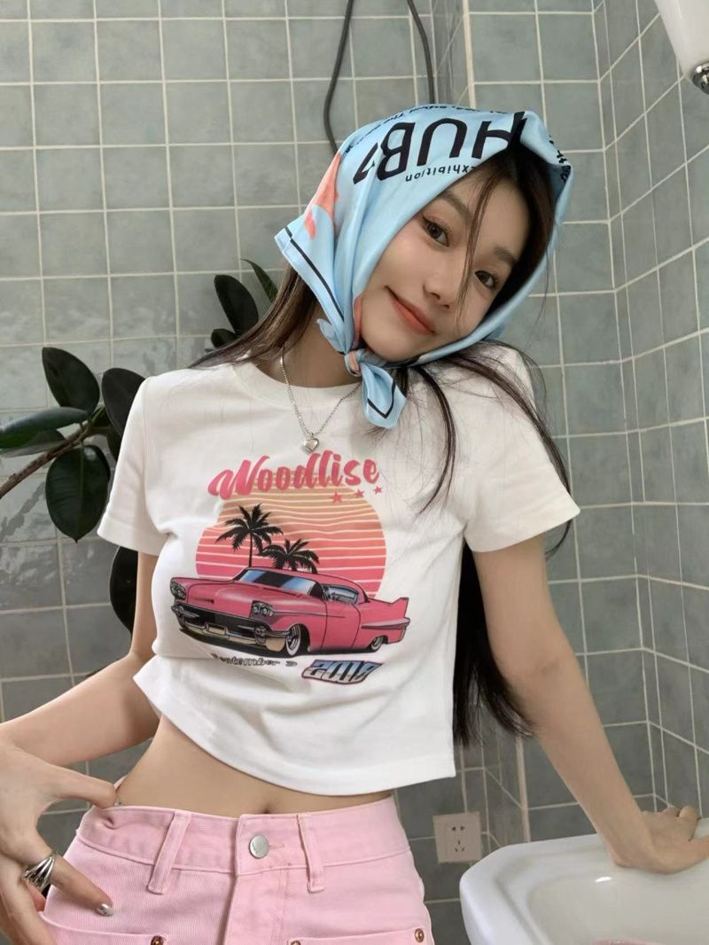 Official picture 92 cotton/8 spandex 40 210g pure cotton slim short T-shirt for women short sleeves