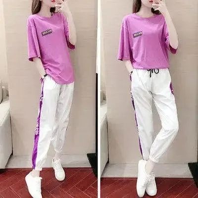 Short-sleeved sports suit for women's summer new style internet celebrity Korean version loose temperament casual two-piece set goddess style fashion