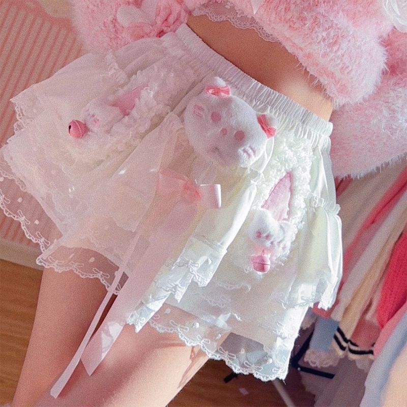 Korean new style ballet style lace spliced ​​skirt cake skirt high waist anti-exposure puffy skirt short skirt for women