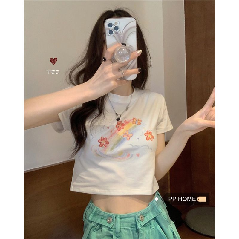 Official picture 92 cotton/8 spandex 40 210g pure cotton slim short T-shirt for women short sleeves