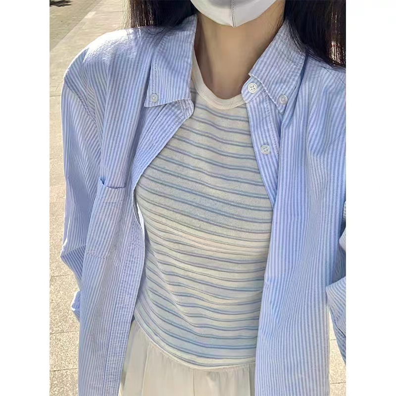 Cardigan top casual shirt for women 2025 spring new niche long sleeve thick shirt