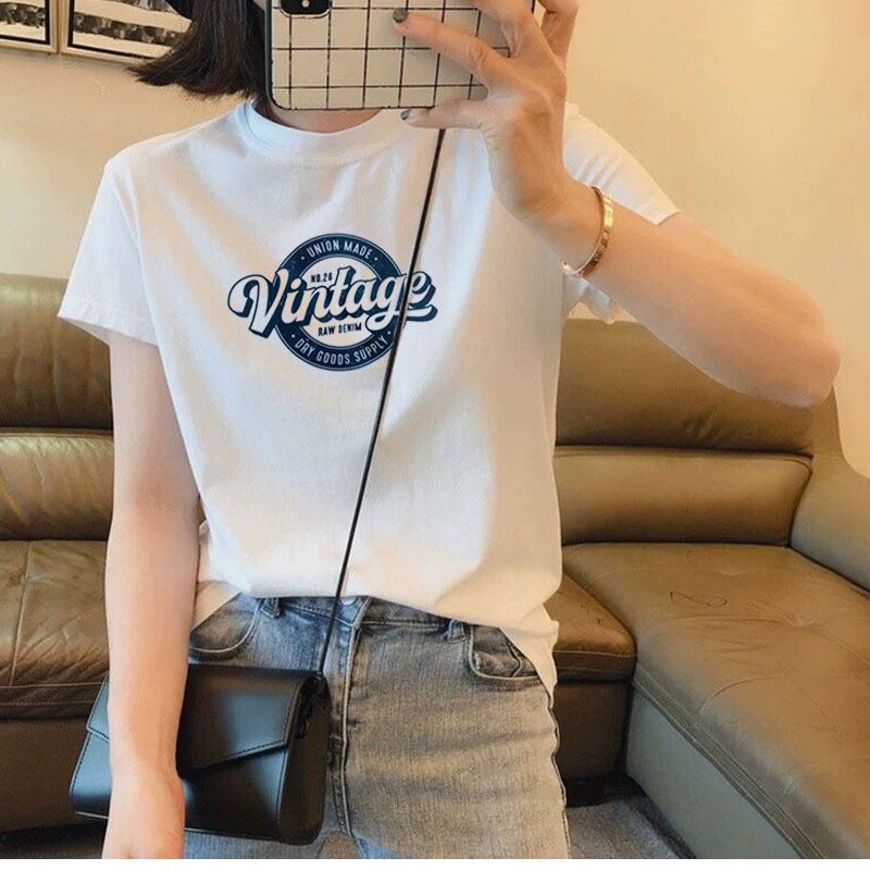Short printed cute short-sleeved T-shirt for women's summer round neck top