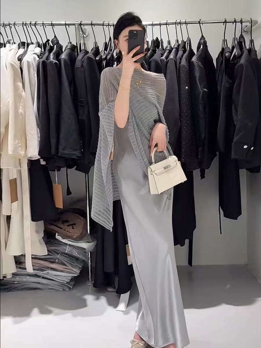 New summer sunscreen blouse women's temperament versatile hollow sweater bat sleeve shawl cape top