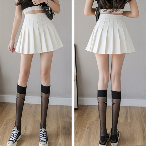 Zippered new style college style high waist slim JK pleated short skirt A-line skirt