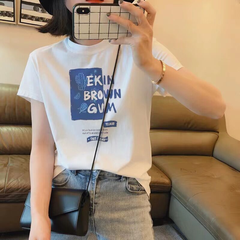 Short printed cute short-sleeved T-shirt for women's summer round neck top