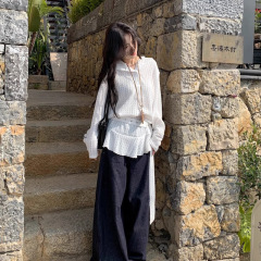 Sweet and cool hot girl long-sleeved hooded T-shirt for women in spring and summer niche loose hollow slimming mid-length top