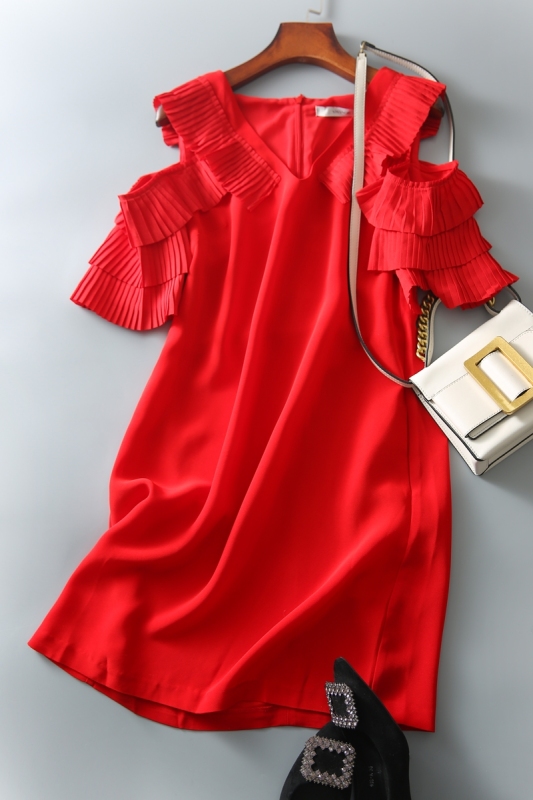 Foreign trade original Italian women's clothing foreign single export European goods design sense high-end chiffon dress