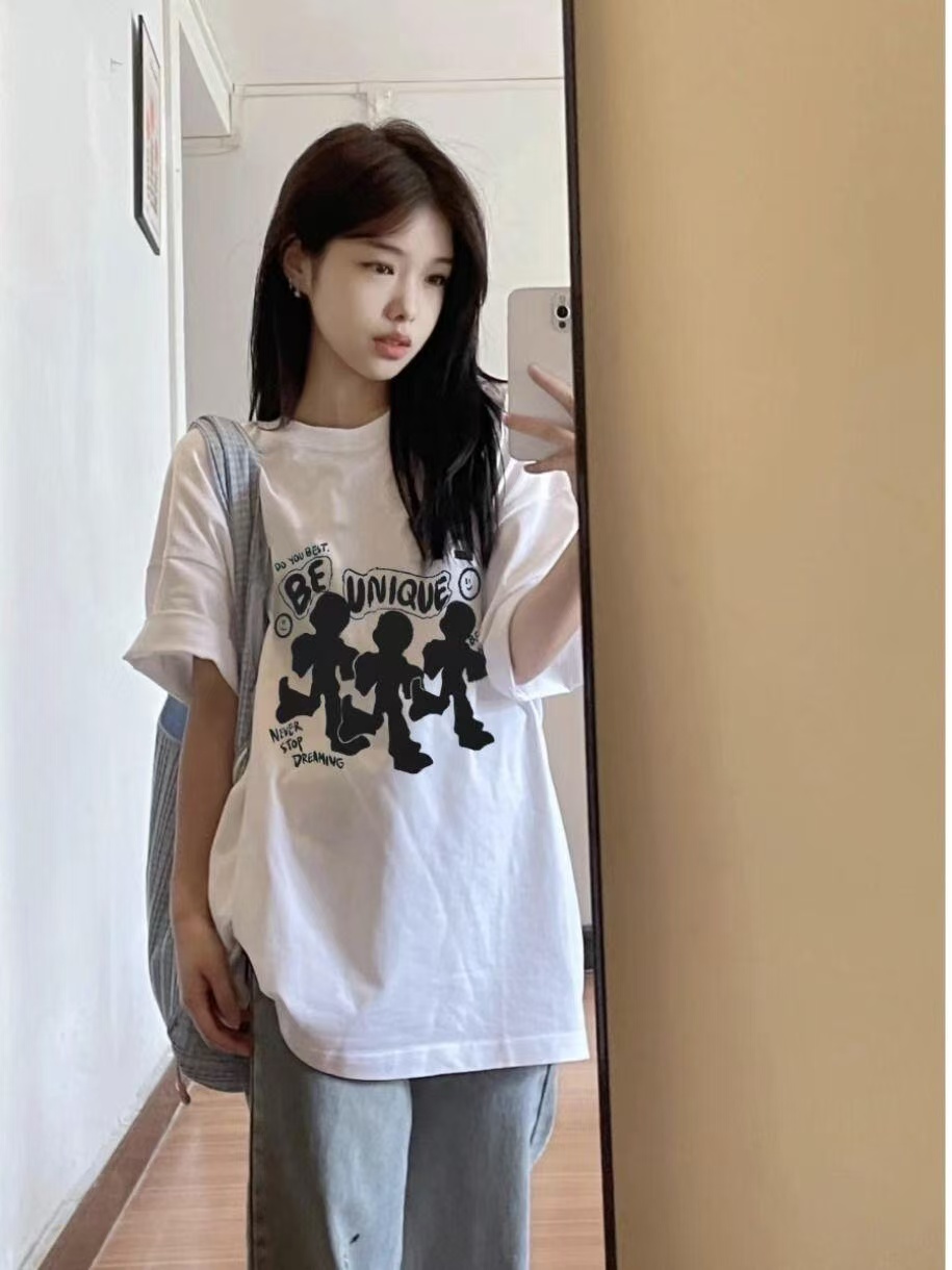 High-quality pure cotton 200g 100% cotton combed tight high-quality workmanship short-sleeved T-shirt for women