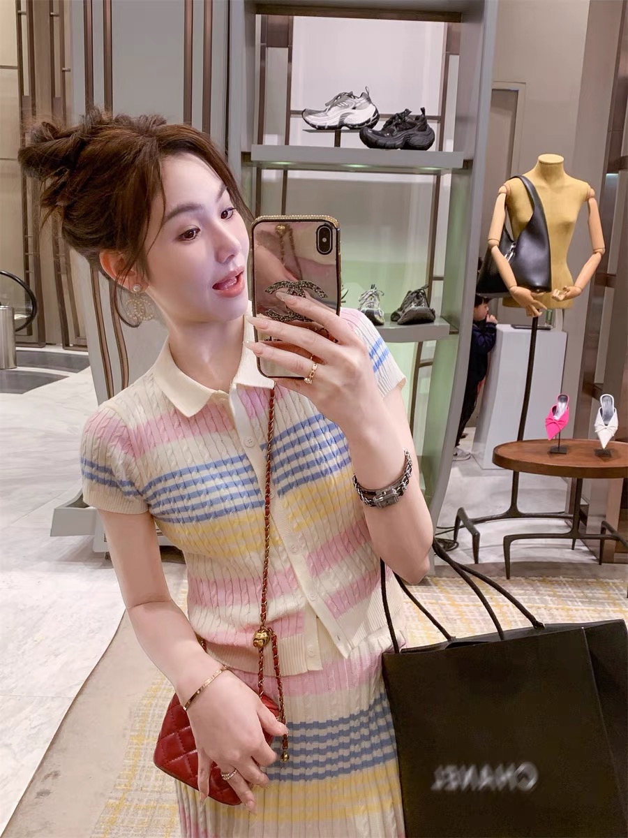Fish and rabbit's rabbit March 5th 20:00-Update-Lapel ice cream contrasting twist knitted suit for women