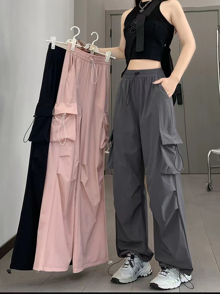 Korean spring and autumn work pants for women, women's charge wide-leg pants thin mountaineering sports pants large size women