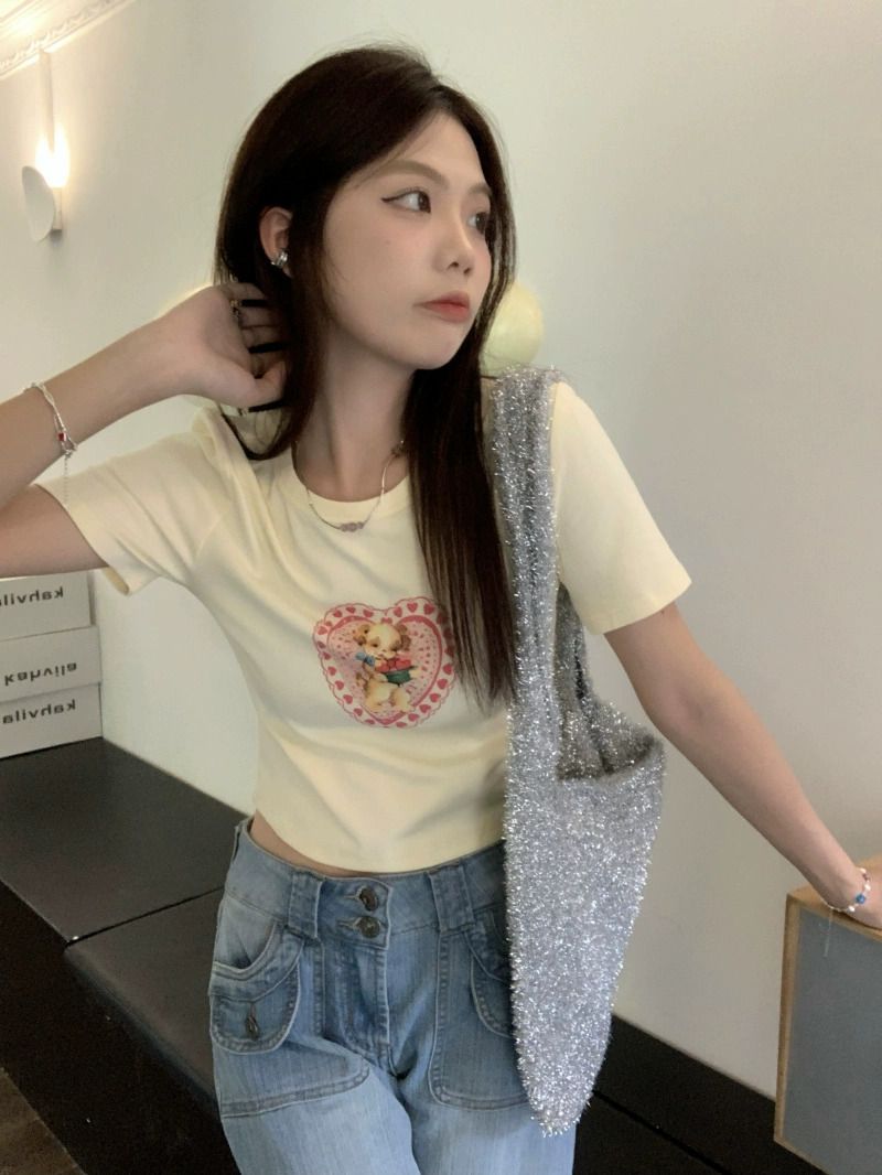 Official picture 92 cotton/8 spandex 40 210g pure cotton slim short T-shirt for women short sleeves
