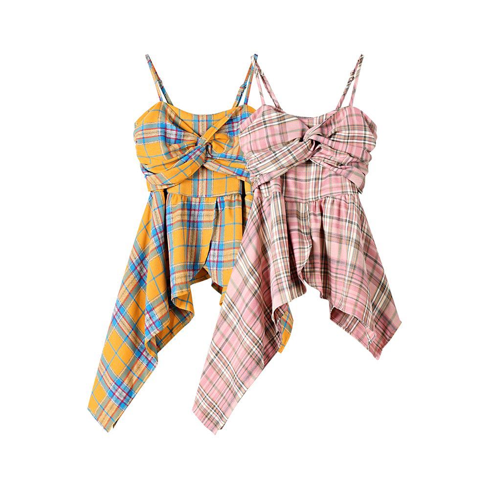 Original method of beautiful dopamine small suspender shirt for women in summer design irregular suspender sleeveless top