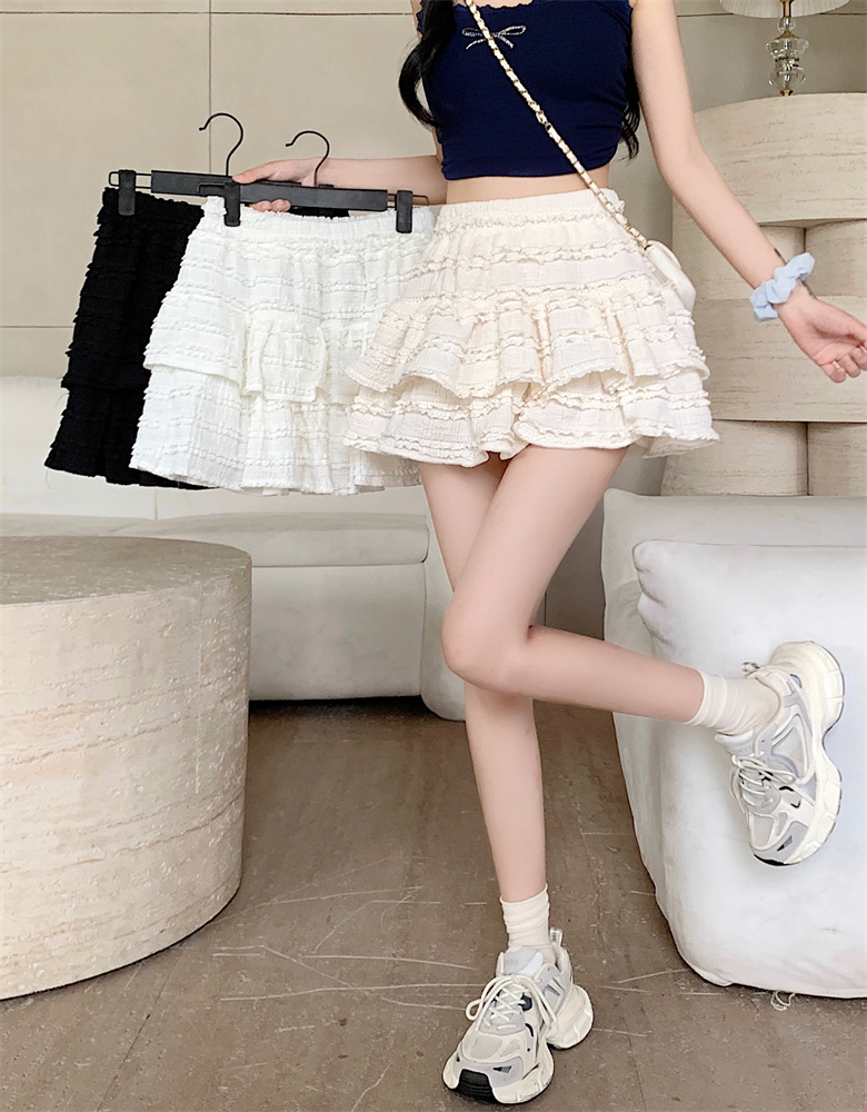388# -Real shot Double-layer lace cake skirt summer new A-line short lace ballet puffy skirt for women