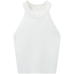 Fashionable inner knitted neck vest for women in summer hot girl slim sleeveless top short off-shoulder wear small suspender strap