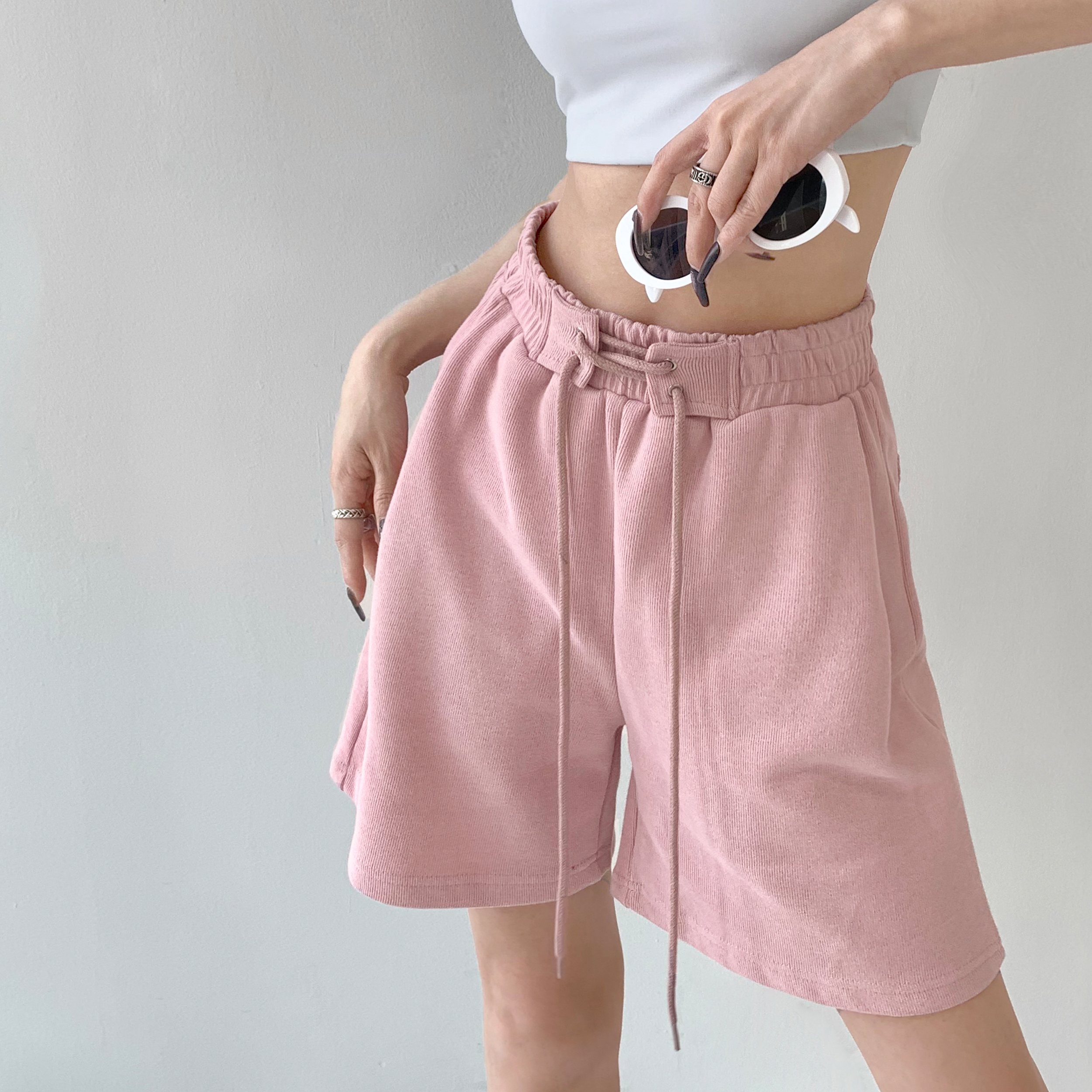 Official photo Gaomi Minnie 6 colors loose wide-leg five-leg pants for women in summer high-waist drawstring sports shorts