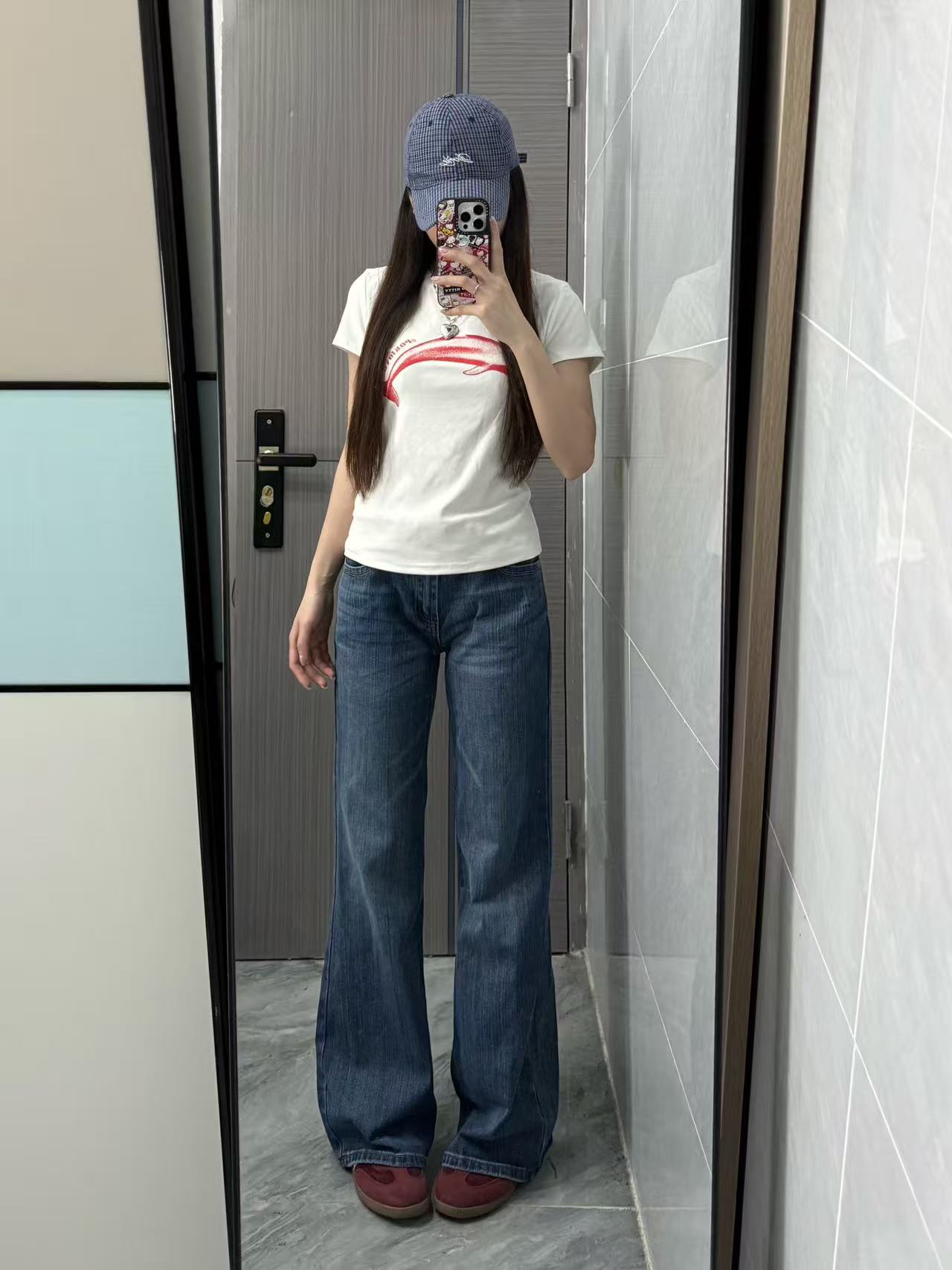 High-quality pure cotton 210g 40 pieces Odale 92 cotton 8 spandex printed hot girl slim short-sleeved T-shirt for women