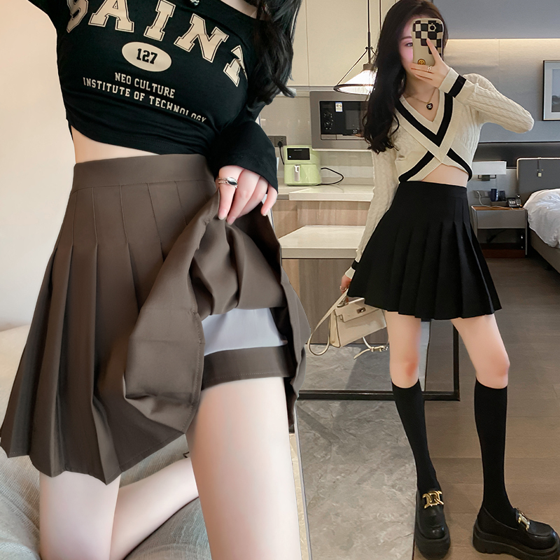 High waist slim small person super hot skirt lining jk short skirt A-line skirt pleated skirt women