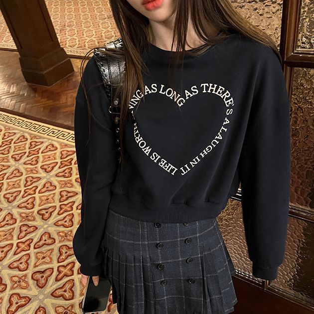 Korean Dongdaemen Spring and Autumn Age-reducing Letter Print Round Neck Loose and Versatile Long Sleeve Sweatshirt for Women