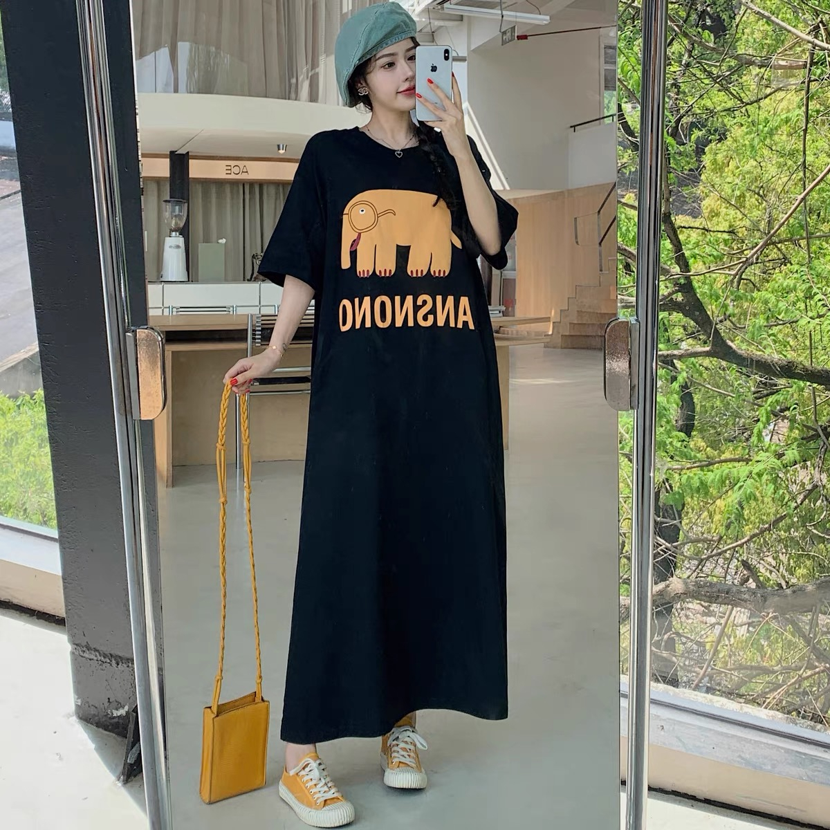Korean Dongdamen Xiaoelephant alphabet printed skirt loose and versatile design dress