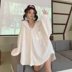 Sunscreen clothes for women with thin outer wear 2025 summer new hooded loose mid-length cardigan sunscreen clothes