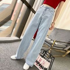 New spring and summer wide-leg jeans for women loose high waist straight-leg pants versatile slim Hong Kong style pants casual dad pants