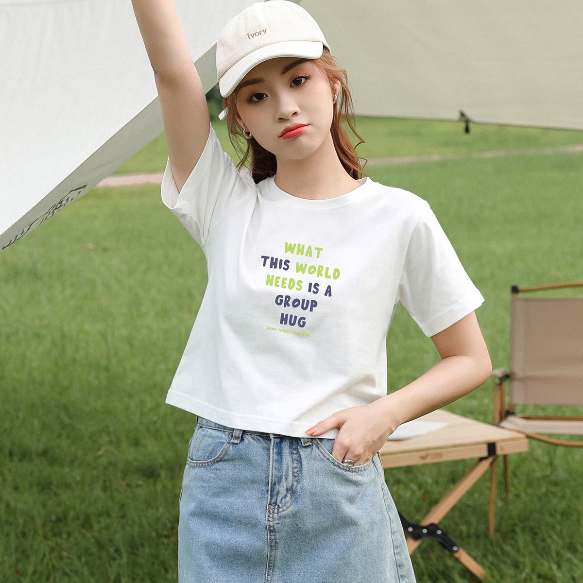 Short printed cute short-sleeved T-shirt for women's summer round neck top