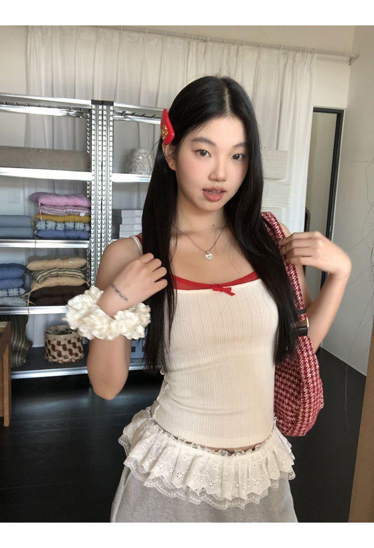 Original jacquard cloth + original three-dimensional lace 2025 early spring new slim hot girl suspender vest