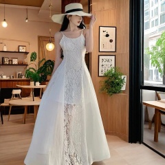 Beach dress, suspender dress, Bali beach vacation, white skirt, super fairy wedding dress, suspender dress