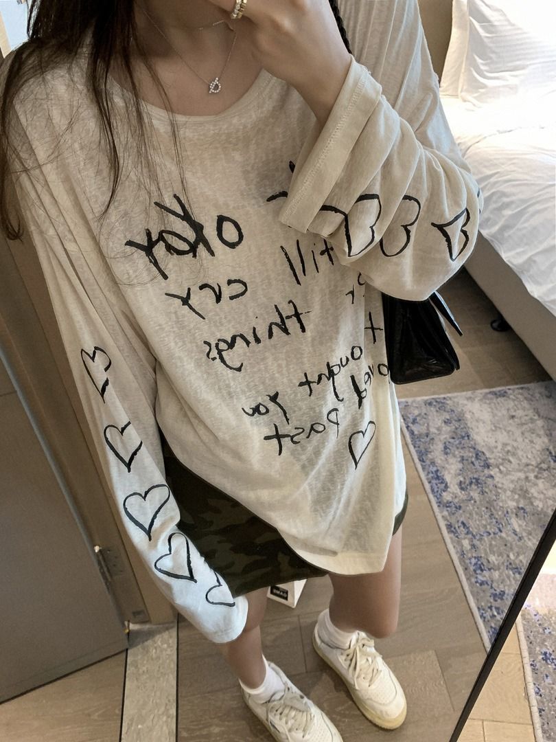 Bamboo Stripes Original Letter Love Print Sunscreen Summer Thin Loose Slim Air Conditioning Shirt